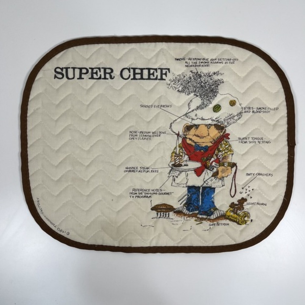 VTG Super Chef Kitchen 1980 Pot Holder Thought Factory Gary Patterson Novelty